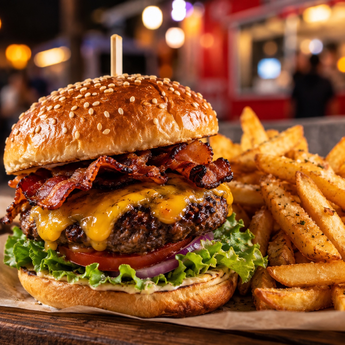 Burger with fries